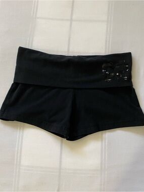 Y2K Ardene Black Fold-Over Micro Mini Shorts